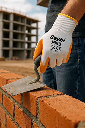 Beybi Pn3 Sarı Polyester Örme Nitril Eldiven – 12’Li Paket