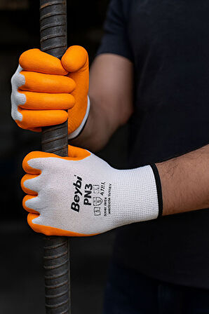 Beybi Pn3 Sarı Polyester Örme Nitril Eldiven – 12’Li Paket