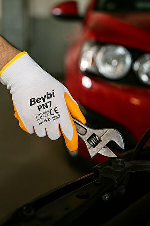 Beybi Pn7 Sarı Nitril Kaplı İş Eldiveni - 12’Li Paket | Yağa Dayanıklı & Konforlu Kullanım