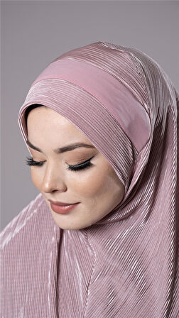 Violet Pratik Hazır Geçmeli Tesettür Eşarp Fukuro Kumaş Piliseli Çiçek Desenli Lazer Kesim 1829_21