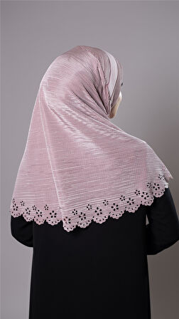 Violet Pratik Hazır Geçmeli Tesettür Eşarp Fukuro Kumaş Piliseli Çiçek Desenli Lazer Kesim 1829_21