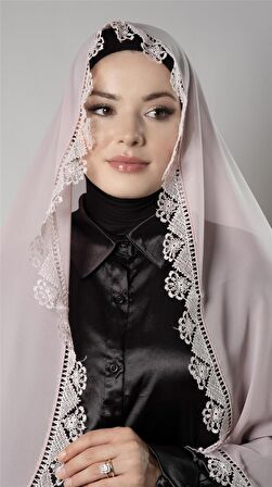 Pudra Namaz Başörtüsü Şal Şifon Kumaş Güpürlü 202106_06