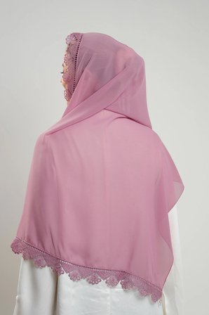 Gül Kurusu Namaz Başörtüsü Şal Şifon Güpürlü 202106_18