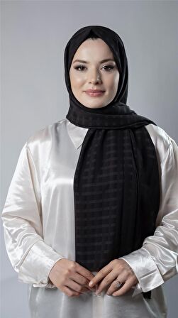 Siyah Desenli Şal Şifon Kumaş Kareli Çizgili 202107_01