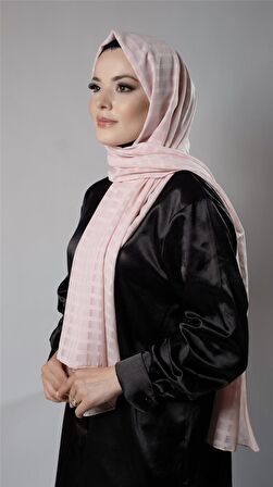Pudra Desenli Şal Şifon Kumaş Kareli Çizgili 202107_06