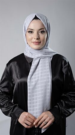 Gri Desenli Şal Şifon Kumaş Kareli Çizgili 202107_15