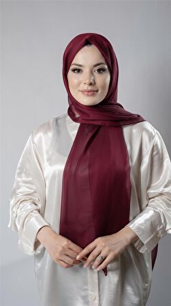 Bordo Düz Klasik Şal Şifon Kumaş Janjan Abiye 202108_16