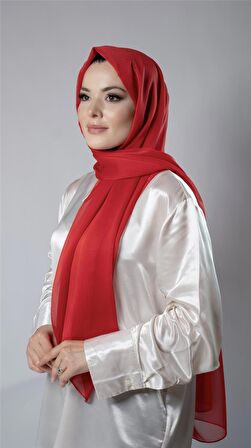 Kırmızı Düz Klasik Şal Şifon Kumaş Janjan Abiye 202108_31