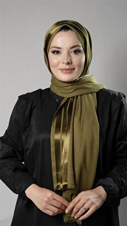 Yağ Yeşili Şerit Çizgili Şal Viskon Kumaş Bursa Dolama 202109_36