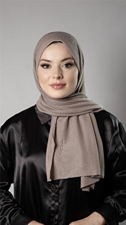 Vizon Pratik Hazır Geçmeli Tesettür Şal Örme Kumaş Taşlı Yıldız Desenli  2118Y_10