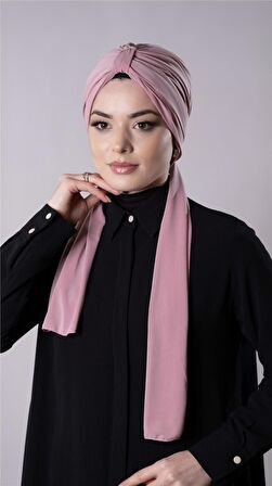 Pudra Pratik Hazır Geçmeli Tesettür Bone Sandy Kumaş Atkılı  2204_06
