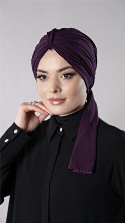 Mürdüm Pratik Hazır Geçmeli Tesettür Bone Sandy Kumaş Atkılı  2204_07