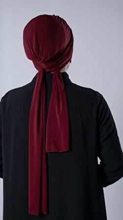 Bordo Pratik Hazır Geçmeli Tesettür Bone Sandy Kumaş Atkılı  2204_16