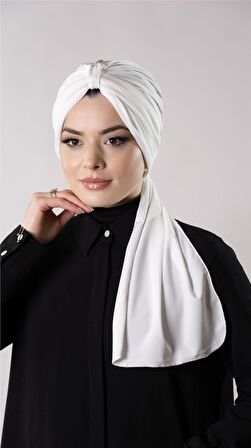 Krem Pratik Hazır Geçmeli Tesettür Bone Sandy Kumaş Atkılı  2204_40