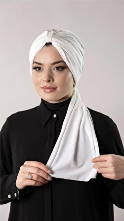 Krem Pratik Hazır Geçmeli Tesettür Bone Sandy Kumaş Atkılı  2204_40
