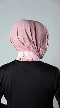 Pembe Pratik Hazır Geçmeli Tesettür Eşarp Sandy Kumaş Arkadan Çıtçıtlı 2206_04