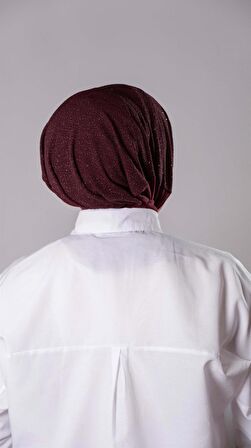 Bordo Pratik Hazır Geçmeli Tesettür Eşarp Sandy Kumaş Arkadan Çıtçıtlı 2206_16