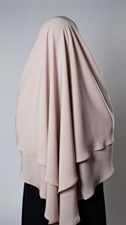 Bej Pratik Hazır Geçmeli Tesettür Eşarp Medine İpeği Bağcıklı Çift Katlı Sufle Hijab 2302_12