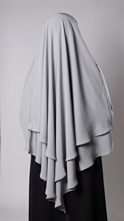 Gri Pratik Hazır Geçmeli Tesettür Eşarp Medine İpeği Bağcıklı Çift Katlı Sufle Hijab 2302_15