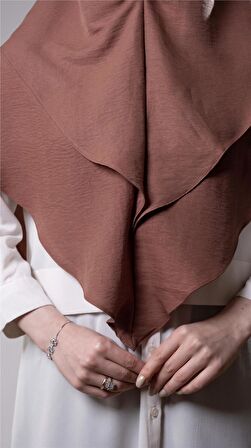 Kiremit Pratik Hazır Geçmeli Tesettür Eşarp Pamuk Caz Kumaş Çift Katlı Düz Hijab 2303_05