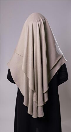 Bej Pratik Hazır Geçmeli Tesettür Eşarp Pamuk Caz Kumaş Çift Katlı Düz Hijab 2303_12
