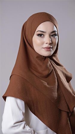 Taba Pratik Hazır Geçmeli Tesettür Eşarp Pamuk Caz Kumaş Çift Katlı Düz Hijab 2303_33