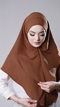 Taba Pratik Hazır Geçmeli Tesettür Eşarp Pamuk Caz Kumaş Çift Katlı Düz Hijab 2303_33