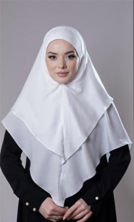 Krem Pratik Hazır Geçmeli Tesettür Eşarp Pamuk Caz Kumaş Çift Katlı Düz Hijab 2303_40