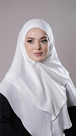 Krem Pratik Hazır Geçmeli Tesettür Eşarp Pamuk Caz Kumaş Çift Katlı Düz Hijab 2303_40