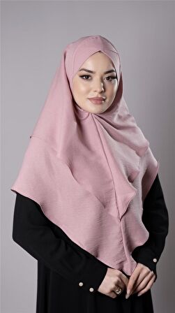 Pudra Pratik Hazır Geçmeli Tesettür Eşarp Pamuk Caz Kumaş Çift Katlı Çapraz Hijab 2304_06