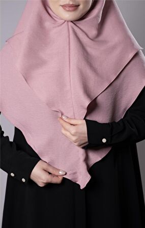 Pudra Pratik Hazır Geçmeli Tesettür Eşarp Pamuk Caz Kumaş Çift Katlı Çapraz Hijab 2304_06