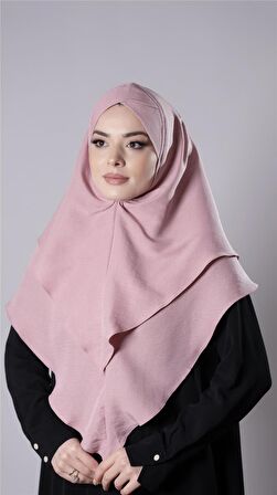 Pudra Pratik Hazır Geçmeli Tesettür Eşarp Pamuk Caz Kumaş Çift Katlı Çapraz Hijab 2304_06
