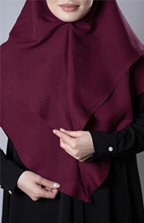 Bordo Pratik Hazır Geçmeli Tesettür Eşarp Pamuk Caz Kumaş Çift Katlı Çapraz Hijab 2304_16