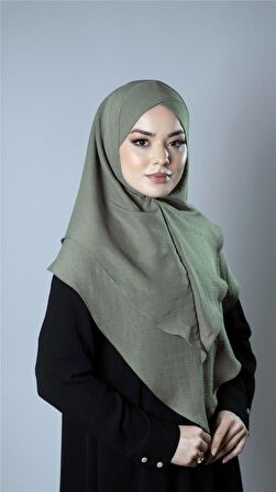 Fıstık Yeşili Pratik Hazır Geçmeli Tesettür Eşarp Pamuk Caz Kumaş Çift Katlı Çapraz Hijab 2304_36