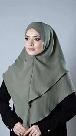 Fıstık Yeşili Pratik Hazır Geçmeli Tesettür Eşarp Pamuk Caz Kumaş Çift Katlı Çapraz Hijab 2304_36