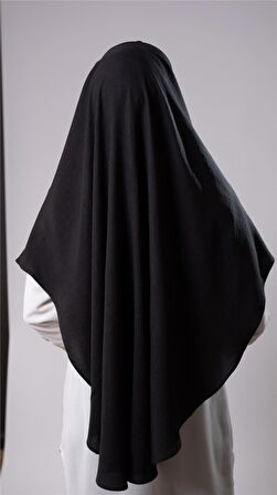 Siyah Pratik Hazır Geçmeli Tesettür Eşarp Pamuk Caz Kumaş Tek Katlı Çapraz Hijab 2305_01