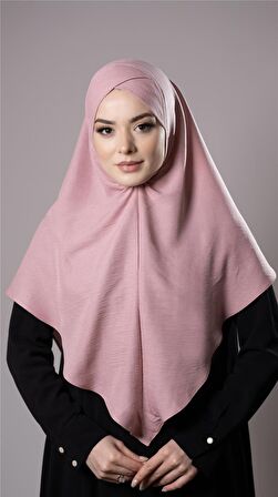 Pudra Pratik Hazır Geçmeli Tesettür Eşarp Pamuk Caz Kumaş Tek Katlı Çapraz Hijab 2305_06