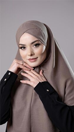 Vizon Pratik Hazır Geçmeli Tesettür Eşarp Pamuk Caz Kumaş Tek Katlı Çapraz Hijab 2305_10