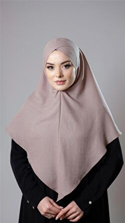 Bej Pratik Hazır Geçmeli Tesettür Eşarp Pamuk Caz Kumaş Tek Katlı Çapraz Hijab 2305_12
