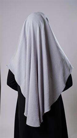 Gri Pratik Hazır Geçmeli Tesettür Eşarp Pamuk Caz Kumaş Tek Katlı Çapraz Hijab 2305_15