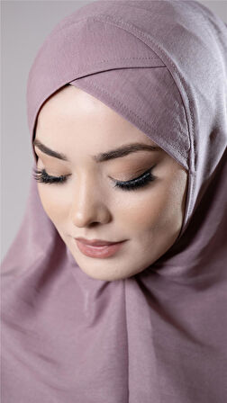 Violet Pratik Hazır Geçmeli Tesettür Eşarp Pamuk Caz Kumaş Tek Katlı Çapraz Hijab 2305_21