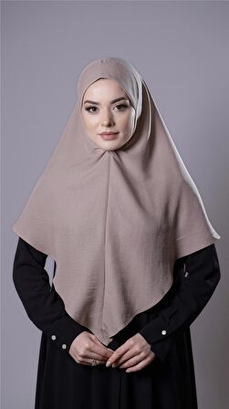 Bej Pratik Hazır Geçmeli Tesettür Eşarp Pamuk Caz Kumaş Düz Hijab 2306_12