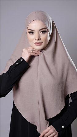 Bej Pratik Hazır Geçmeli Tesettür Eşarp Pamuk Caz Kumaş Düz Hijab 2306_12