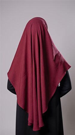 Bordo Pratik Hazır Geçmeli Tesettür Eşarp Pamuk Caz Kumaş Düz Hijab 2306_16