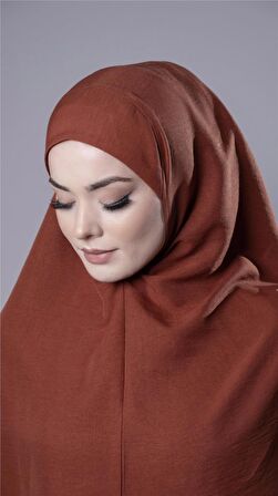Taba Pratik Hazır Geçmeli Tesettür Eşarp Pamuk Caz Kumaş Düz Hijab 2306_33