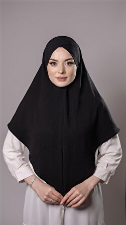 Siyah Pratik Hazır Geçmeli Tesettür Eşarp Aerobin Kumaş  Çapraz Hijab 2307_01