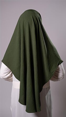 Haki Pratik Hazır Geçmeli Tesettür Eşarp Aerobin Kumaş  Çapraz Hijab 2307_09