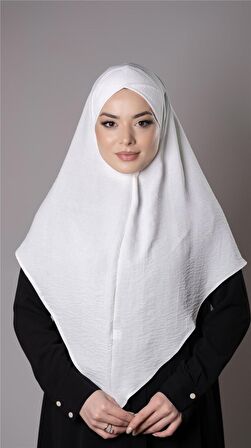 Krem Pratik Hazır Geçmeli Tesettür Eşarp Aerobin Kumaş  Çapraz Hijab 2307_40