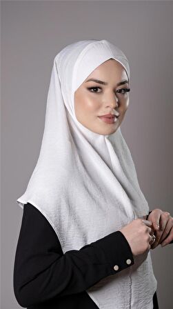 Krem Pratik Hazır Geçmeli Tesettür Eşarp Aerobin Kumaş  Çapraz Hijab 2307_40