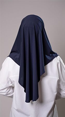 Lacivert Pratik Hazır Geçmeli Tesettür Eşarp Sandy Kumaş Düz Hijab 2308_02